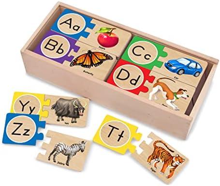 Melissa & Doug Self-Correcting Alphabet Wooden Puzzles with Storage Box (52 pcs) ABC Puzzles, Wooden Alphabet Puzzle for Kids Ages 4+