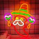 Ajoyferris Mexican Neon Sign Dimmable Fiesta Party Neon Lights Taco Party Neon Light Sign Cinco De Mayo Led Sign for 5 De Mayo Mexican Party Decorations Gifts (Red+Green+Yellow+Pink)