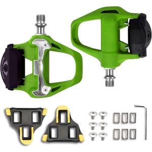WOWSPORT SPD-SL Road Bike Pedals - Lightweight Clipless Pedals with 3-Bolt Cleats, Sealed Bearings & Nylon Composite | Shimano SPD SL Compatible (Green)