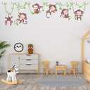 Monkey Wall Stickers Jungle Wall Decor Safari Wall Decals for Kids Baby Boys Room Nursery Wall Decor Home Decoration for Bedroom Playroom