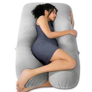 QUEEN ROSE Pregnancy Pillows, Cooling Maternity Pillow for Sleeping, 55in U Shaped Body Pillow for Pregnant Support, with Removable Silky Cover, Gray 