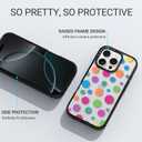 Clear TPU Phone Case Cover for iPhone 16 Pro with Design, Drop Protection, Cute Case for Girl Women, Colorful Polka Dots