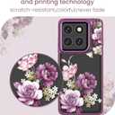 3 x for Motorola Edge 2025 Case,Moto Edge 2025 Phone Case,Military Grade Protective Slim Soft TPU+Hard PC,Girls Women Crystal Clear Flower Pattern Case Cover for Moto Edge 2025 (Purple) (Golden Shield Flower Series-Purple)