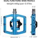 ROCKBROS MTB Mountain Bike Pedals Compatible with SPD Mountain Bike Dual Function Sealed Clipless Aluminum Bicycle Flat Platform 9/16" Pedals with Cleats for Road, MTB, Mountain Bikes
