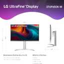 LG 27UP650K-W 27-inch Ultrafine 4K UHD (3840 x 2160) IPS Computer Monitor, 60Hz, 5ms, DisplayHDR 400, Reader Mode, Flicker Safe, HDMI, DisplayPort, Tilt/Height/Pivot Adjustable Stand, White