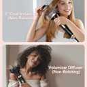 Terviiix 4-in-1 Hot Air Rotating Blow Dryer Brush Kit 1000W with Rotatable Round Brushes (2 Sizes), Oval Volumizer, and Diffuser Ideal for Curly Hair, with Arthritis-Friendly Big Buttons, Black