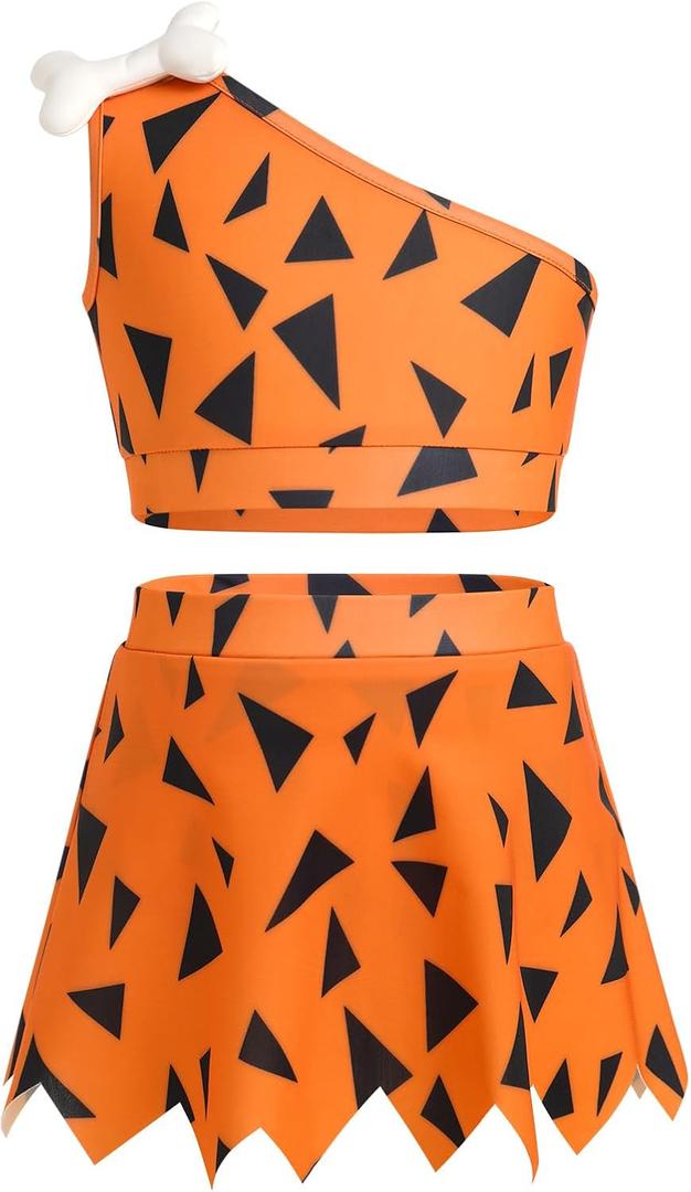 ODASDO Kids Girls Ballet Dance Outfit Halloween Costume Carnival Party Cosplay Fancy Dress Up for 3-12 Years (Orange)