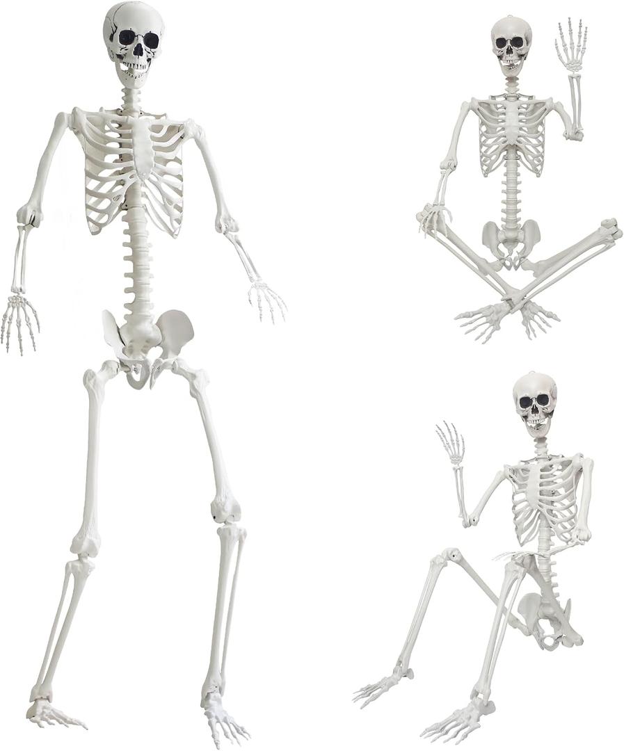 7.9ft/240cm Giant Skeleton Halloween Skeleton Life Size Skeleton Posable Skeleton Full Body Realistic Bones with Movable Joints for Halloween Outdoor Indoor Decorations