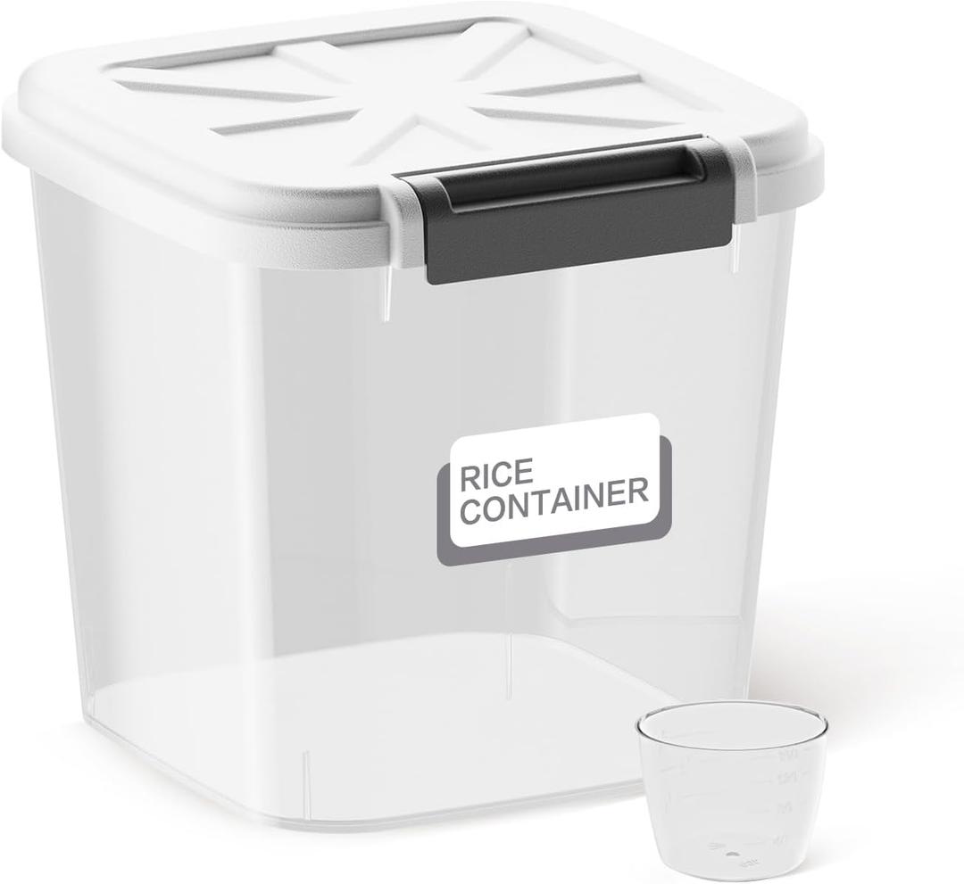 Rice Container - Flour Rice Dispenser 20lbs/10kg/10.6qt Food Grain Cereal Bins Pet Food Storage Laundry Pods Container for Household Pantry Organization (20lbs)