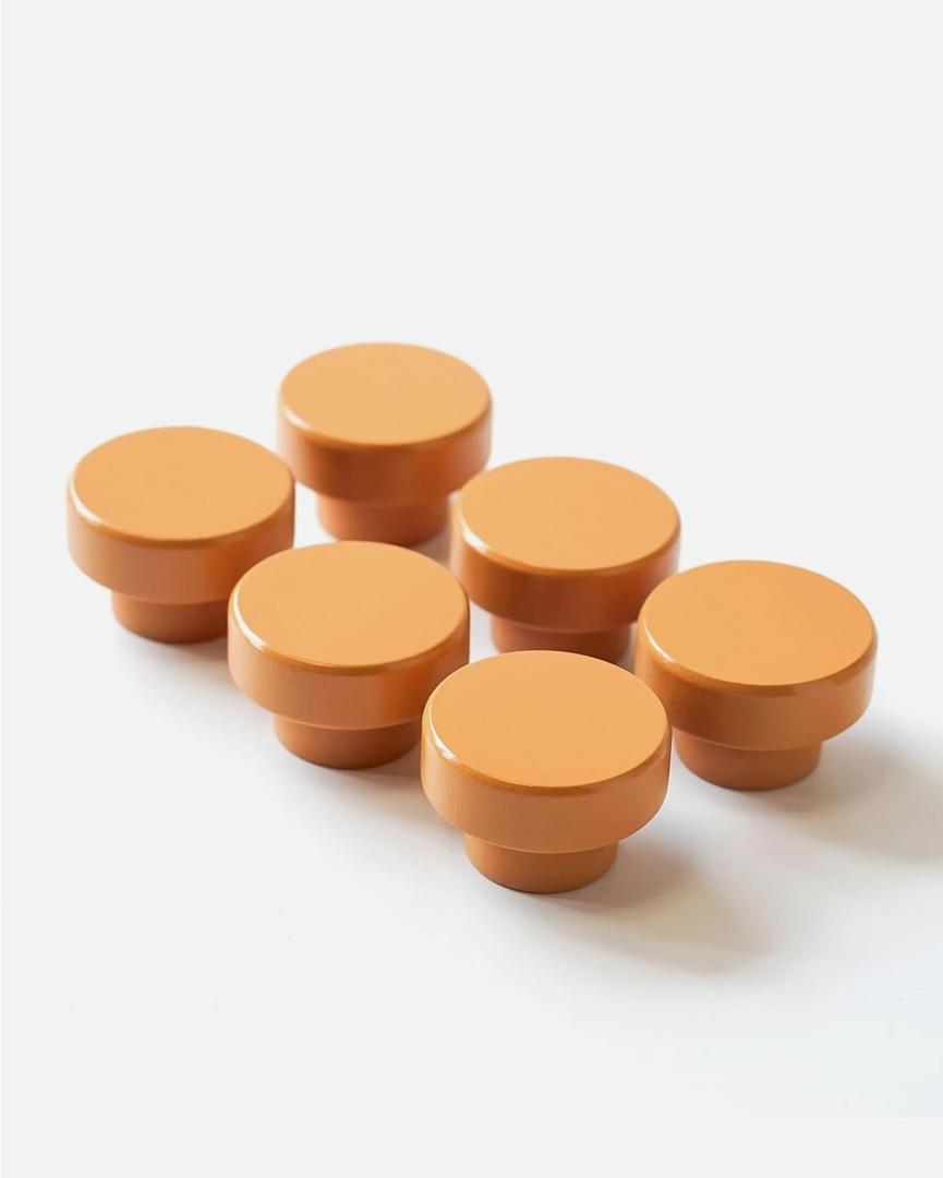 CUT & PACK Wooden Cabinet Knobs 6 Pack, Round Drawer Knobs for Dressers and Cabinets, 1-9/16 in (40 mm), Furniture Hardware with Screws Included | Sand