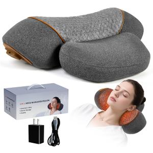 Neck Massager Pillow 3-in-1Rechargeable Neck Massager Pillow with Heat, Vibration & Traction, Deep Tissue Pain Relief, Neck Hump Corrector & Cervical Support for Home Office Travel