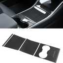 x xotic tech Center Console Wrap Water Cup Holder Panel Cover Kit, ABS Carbon Fiber Pattern, Compatible with Tesla Model 3 Model Y 2017-2020