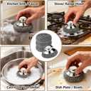 Steel Wool Scrubber, 4-Pack Stainless Steel Scrubber Pads with Handle - The Ultimate Scouring Solution for Rust, Stubborn Messes on Cookware, Grill, Oven & Kitchen Sinks