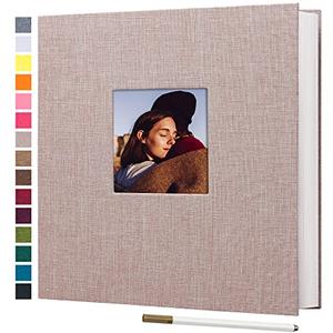 potricher Large Photo Album Self Adhesive 4x6 5x7 8x10 Pictures Linen Cover 40 Blank Pages Magnetic DIY Scrapbook Albums with A Metallic Pen (Beige)