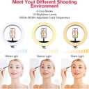 18 inch LED Ring Light with Tripod Stand Dimmable Makeup Selfie Ring Light for Studio Portrait YouTube Vlog Video Shooting with Carrying Bag and Remote Controller, CRI 90