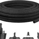 Pawfly 50 ft Soaker Hose, 1/4" Drip Irrigation Tubing, Porous Drip Hose for Garden Drip Line System, Garden Beds, Raised Beds & Vegetable Gardens, Rubber Irrigation Hose with Barbed Connectors