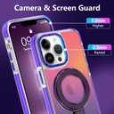MOWIME Magnetic for iPhone 13 Pro Max Case with Stand [Compatible with Magsafe] [Fashion Fluorescent Design] [1 Screen Protector] Slim Translucent Matte Case for iPhone 13 Pro Max 6.7" 2021, Purple