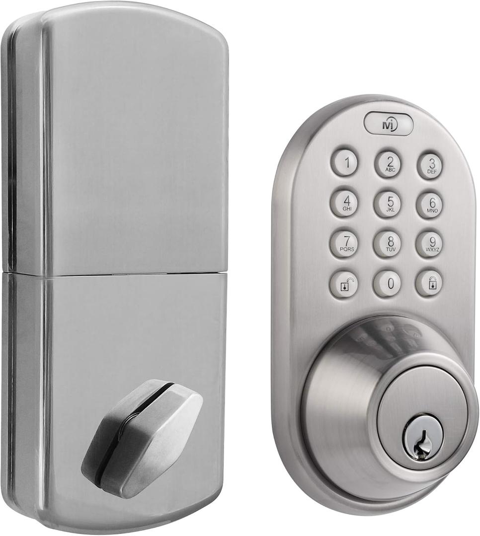 MiLocks DF-02SN Electronic Keyless Entry Touchpad Deadbolt Door Lock (Satin Nickel)