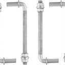 ZUQIAN 4 Pack J-Bolt 8" J Bolts Post Hinge, Chain Link Fence Gate Hinge, Galvanized Steel J-Bolt Gate Hinge with 5/8" Male Hinge Pin for Back Yard, Fence, Nuts & Washers Included