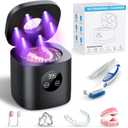 TEBAL Ultrasonic Retainer Cleaner Machine, 52kHz Ultrasonic Denture Cleaner for Night Guards, Braces, Toothbrush Heads, Jewelry and More, Ultrasonic Cleaner for Retainers with 250ML Capacity, Black