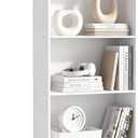 5-Tier Open Cube Storage Organizer Freestanding White Bookshelf, 5 Cube Bookcase Shelf for Sundries Books Bins, 71" H Book Shelves with Back Panels for Garage Study Living Room Home Office, 23.6" W x 11.02" D x 70.87" H