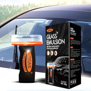 1Pcs Glass Oil Film Remover for Car, New Oil Film Cleaning Glass Emulsion for Car Windows, Automotive OilFilm Cleaning Remover, Improves Visibility & Safe Driving (Emulsion + Brush Board,100g)