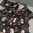 Schbbbta Women Pajamas Set, 2 Pieces Satin Silk Button Down Pjs Short Sleeve Outfits Loungewear (X-Small, R Christmas Snowman Black)