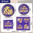 60Pcs Graduation Paper Plates and Napkins 2026 Blue and Gold Graduation Plates and Napkins Party Supplies Class of 2026 Congrats Grad Disposable Paper Plates Napkins Set, Serve 25