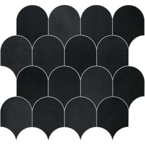 SUNWINGS Fish Scale Peel and Stick Backsplash Tile 11.4''x10.9 3D Scallop Handmade Looks Self Adhesive Wall Tiles for Kitchen Bathroom, Black 10-Sheet
