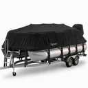 1200D Pontoon Boat Cover 21–24ft,with 16 Adjustable Tie Down Straps, Black