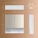 Bathroom Cabinet with Mirror, Wall Cabinet with 2 Mirrored Doors, Adjustable Shelf, Open Compartment, Wall-Mounted, 24x24 Inches, White (Assembly Required), W24 x H24 - 2 Door