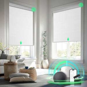 Smart Motorized Blinds with Remote Control, Blackout Roller Shades, Custom Smart Blinds with Valance, Cordless Electric Window Blinds & Automatic Shades(White,33" Wx72 H)