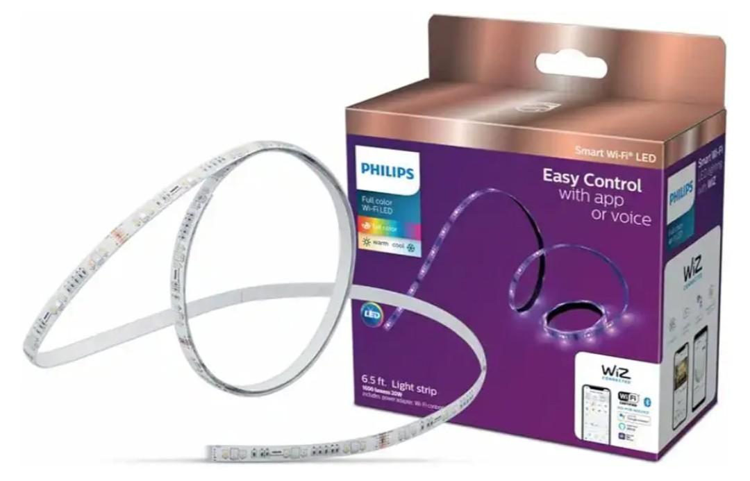PHILIPS Smart Wi-Fi Wiz Connected Color and White Dimmable Tunable Light Strip Starter Kit 6.5ft (2M), 25249