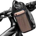 Caudblor Bike Water Bottle Holder Bag for Kid Adult, Insulated Bicycle Coffee Cup Holders with Phone Storage, Black Handlebar Drink/Beverage Container for Walker/Cruiser/Exercise/Mountain Bike