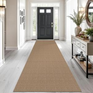 Braided Runner Rug 3x10 Ft Washable Runners for Hallways Non Slip Kitchen Runner Rug Cotton Long Entryway Runner Indoor, Woven Carpet for Hall Kitchen Entryway, Orange/Tan/Brown