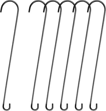 6 Pack 36 Inch S Hooks for Hanging Plants Branch Hook, Black
Heavy Duty Long S Hangers, Vinyl Coated Metal, for Bird Feeders, Flower Baskets, Lanterns, Garden, 5" Top Opening, 2" Bottom