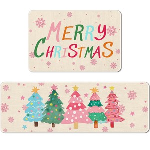 kaiwern Christmas Kitchen Rug, Soft Snowman Christmas Tree Gingerbread Rug, Kitchen Mat Christmas Winter Kitchen Decor Bedroom Bathroom (C)