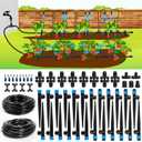 Bonviee Drip Irrigation System, 230FT Garden Watering System with Quick-to-Connect Fittings, Adjustable Drip Emitters, 1/4 & 5/16 Tubing, Drip Irrigation Kit for Raised Garden Beds, Greenhouse, Lawn