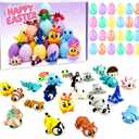 24pcs Prefilled with Easter Eggs 3D Printed Animals, Mini 3D Printed Figurines Gifts Toys for Kids Easter Basket Stuffers for Boy Girl School Classroom Prizes Hunt Supplies Party Favors