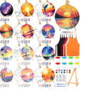 Supervitae 14 Pcs Pre Drawn Canvas Kit for Painting Adults Sip and Paint Kit 5.9 Inch Round Pre Printed Canvas Painting for DIY Birthday Gifts Adult Date Party Favor