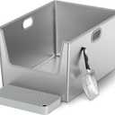 40L XXL Stainless Steel Litter Box with High Sides,XXXL Metal Maine Coon Cat Litter Box with Tall Walls for Big Cats,High Sided,One-Piece Deep Litter Boxes with Low Entry,Easy to Clean,Non-Sticky