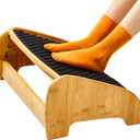 HUANUO Bamboo Under Desk Footrest, Ergonomic Foot Rest with 4 Height Options & Adjustable Angles, Pebble Massage Surface, Non-Slip Foot Rest for Under Desk at Work for Improved Posture, Home & Office
