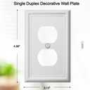 OKAWYC Single Duplex Outlet Cover Plate, 4-Pack White Luca Metal Wall Plate 1 Gang, Light Switch Cover, for Receptacle Light Switch, Switch Cover Decorative Wallplate, Durable