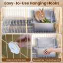 Rabbit Litter Box, Extra Large Bunny Litter Box with 304 Stainless Steel Sifting Tray & Hooks, Rabbit Litter Box, Easy to Clean and Odor Control (17.7" 13.8" 5.9")