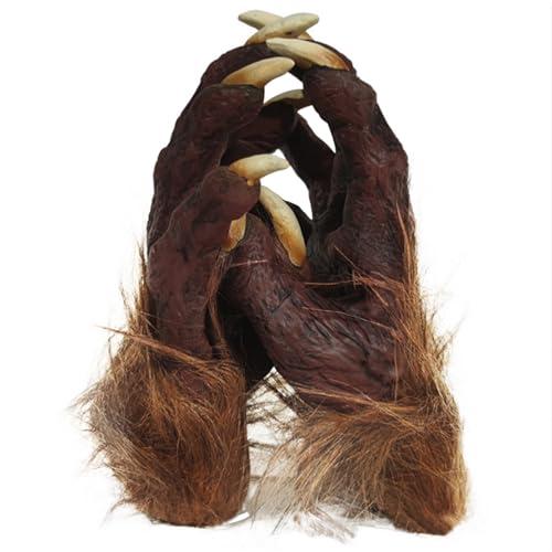 Pack of 2, Skeleton Gloves Hairy Werewolf Hand Claws Gloves Halloween Wolf Werewolf Cat Paw Glove Costumes Gothic Devil Vampire Glove, US-9
