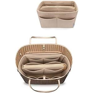 LEXSION Felt Purse Bag Organizer Insert with zipper Bag Tote Shaper Fit Speedy Neverful PM MM