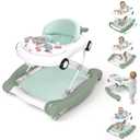 Baby Walker, 5-in-1 Baby Walker for Boys and Girls with Bouncer, Removable Footrest, Music, Foldable & Adjustable Speed Wheels Activity Walker for 6-18 Months Toddler Infant(Mint)