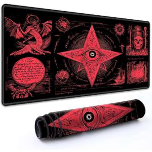for MTG Playmat 24" x 14" with High Elastic Rubber Base Non-Slip Rubber Sole HD Printing for TCG Mat Magic Playmats MTG Game Mat, Red Eyes Demon Ship Skeleton