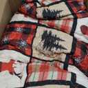 ROMROL Christmas Quilt Set Queen Size, Red Christmas Bedding Comforter Set Lightweight Patchwork Elks Quilted Coverlet Bedspread with 2 Pillow Shams96 * 90