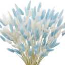 CISDUEO 120pcs Dried Bunny Tails Flowers Lagurus Ovatus Tail Dried Flowers Pampas Grass White and Blue 17" Natural Dried Floral Arrangement for Boho Decor Home Wedding DIY Farmhouse Table Christmas